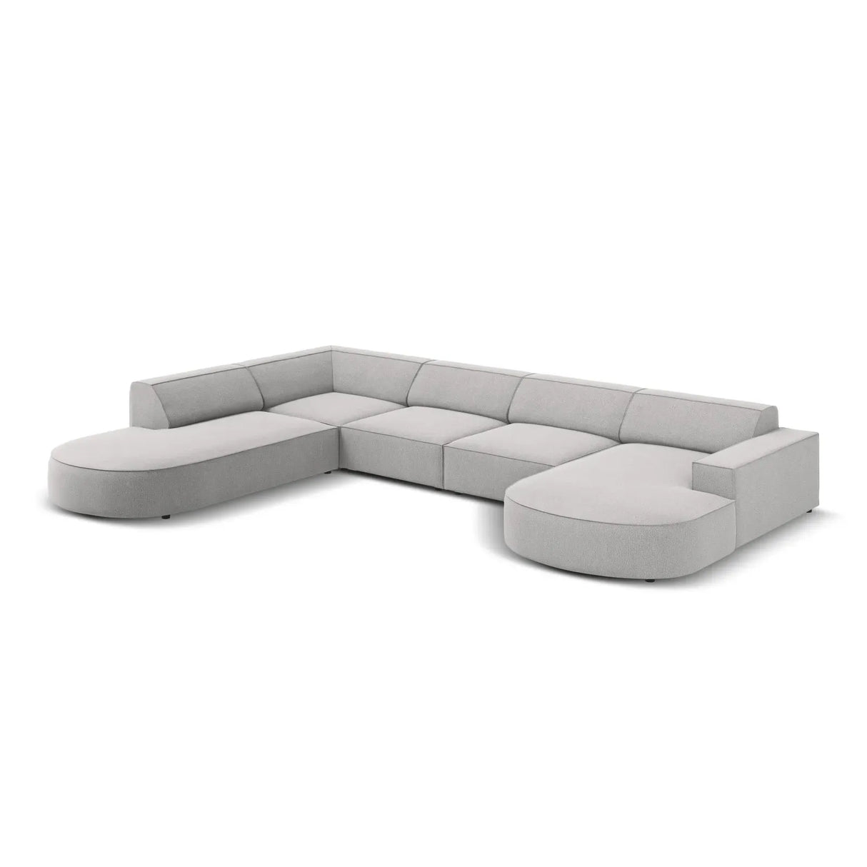 Jodie 7-Sitzer Panorama-Sofa Links aus Samt, Strukturstoff oder Bouclé, 364 cm - ZEN ZONE Furniture