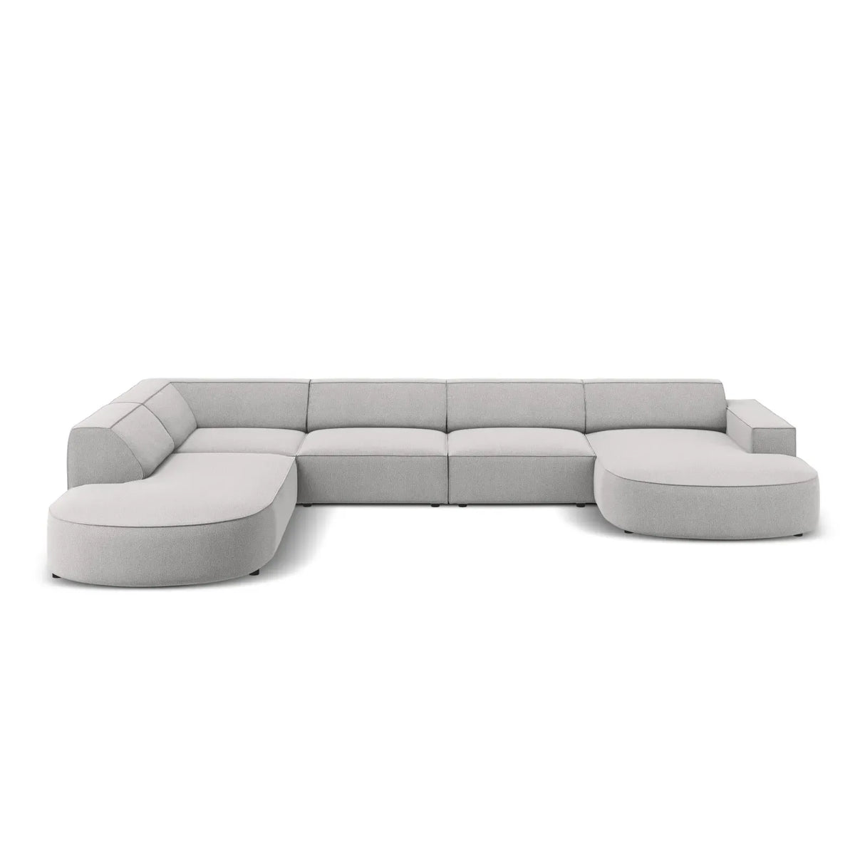 Jodie 7-Sitzer Panorama-Sofa Links aus Samt, Strukturstoff oder Bouclé, 364 cm - ZEN ZONE Furniture