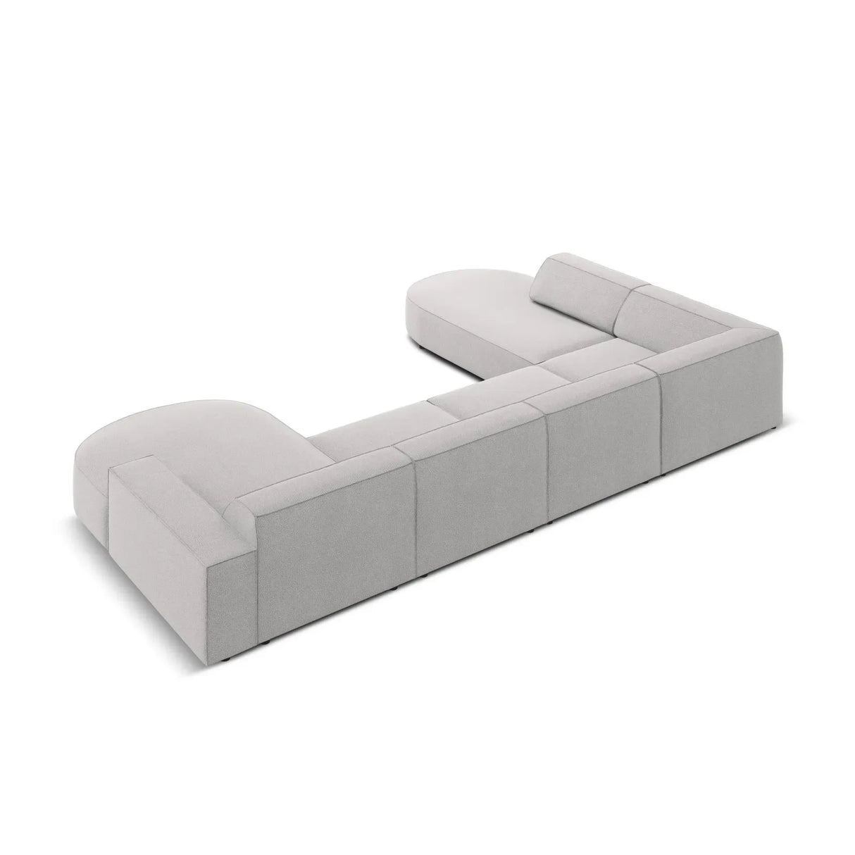 Jodie 7-Sitzer Panorama-Sofa Links aus Samt, Strukturstoff oder Bouclé, 364 cm - ZEN ZONE Furniture