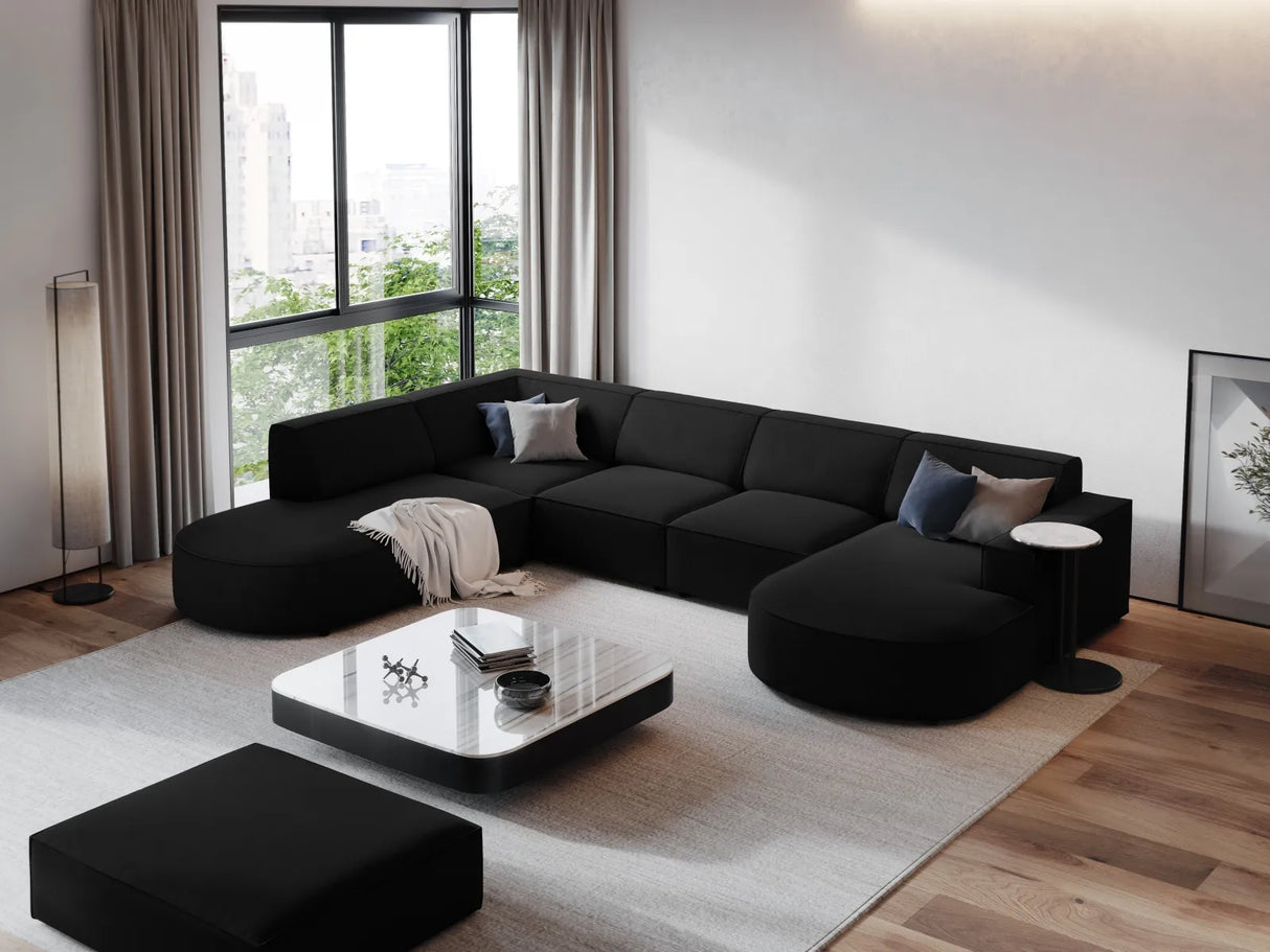 Jodie 7-Sitzer Panorama-Sofa Links 364 cm aus Strukturierter Stoff (Meg368) in Schwarz – Bild 1