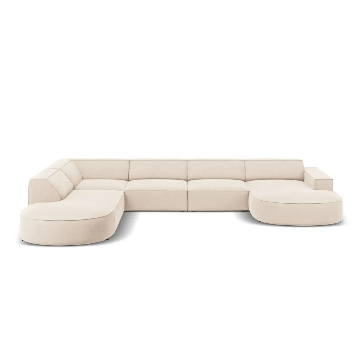 Jodie 7-Sitzer Panorama-Sofa Links aus Samt, Strukturstoff oder Bouclé, 364 cm - ZEN ZONE Furniture