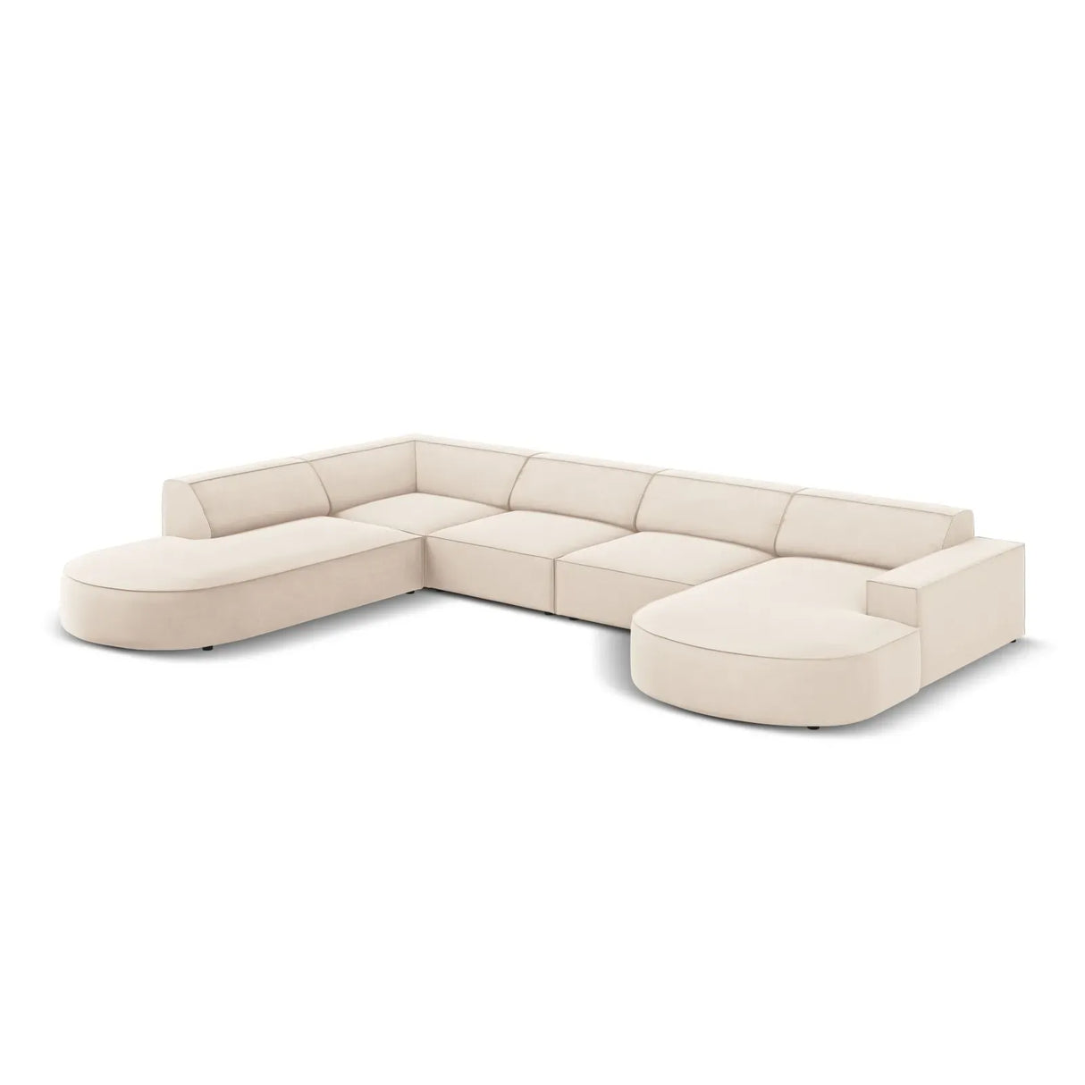 Jodie 7-Sitzer Panorama-Sofa Links aus Samt, Strukturstoff oder Bouclé, 364 cm - ZEN ZONE Furniture