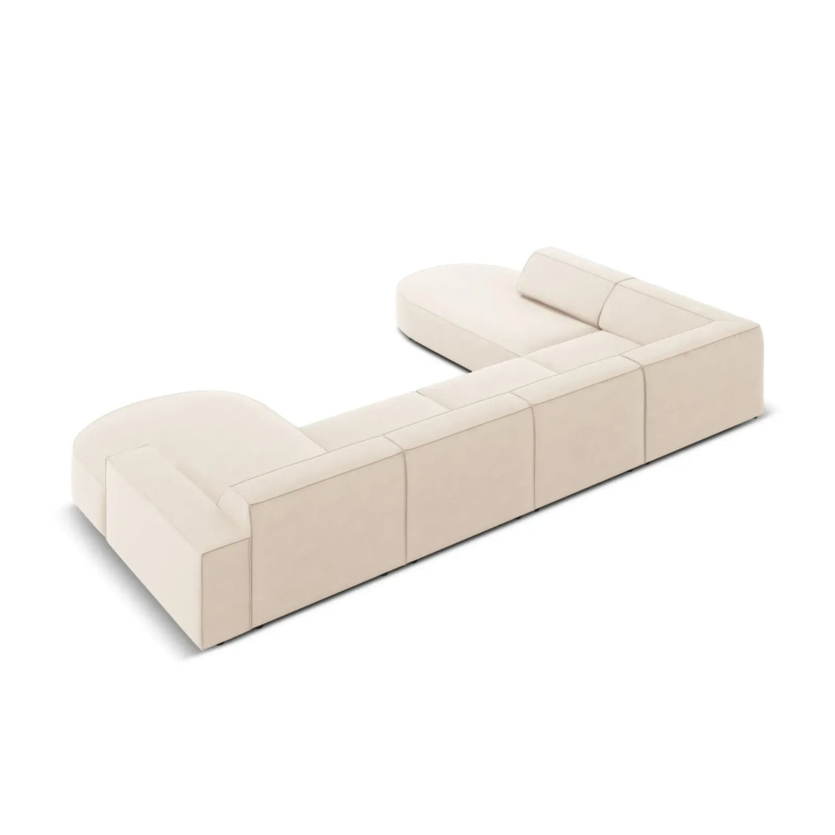 Jodie 7-Sitzer Panorama-Sofa Links aus Samt, Strukturstoff oder Bouclé, 364 cm - ZEN ZONE Furniture