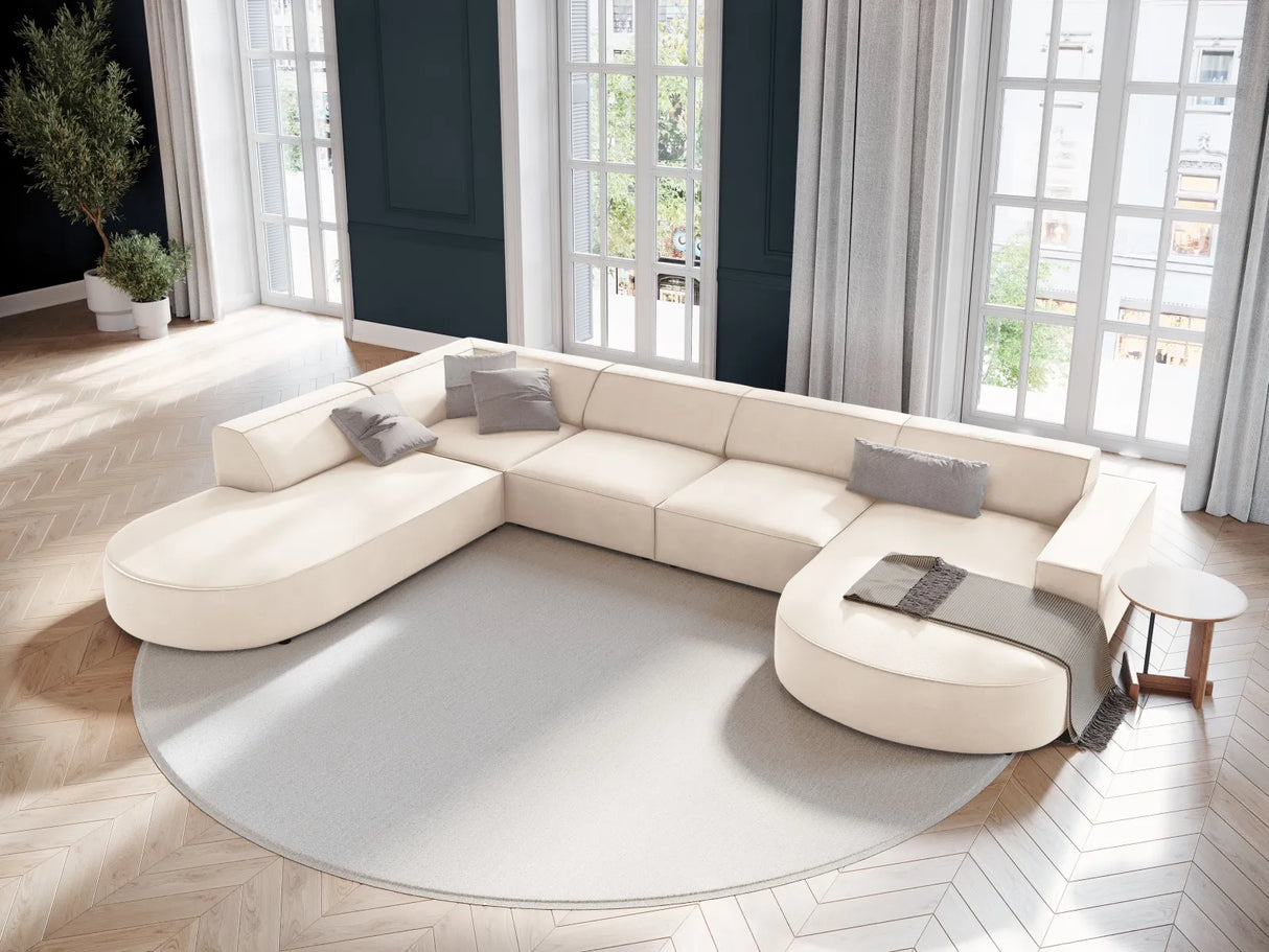 Jodie 7-Sitzer Panorama-Sofa Links aus Samt, Strukturstoff oder Bouclé, 364 cm – Bild 5