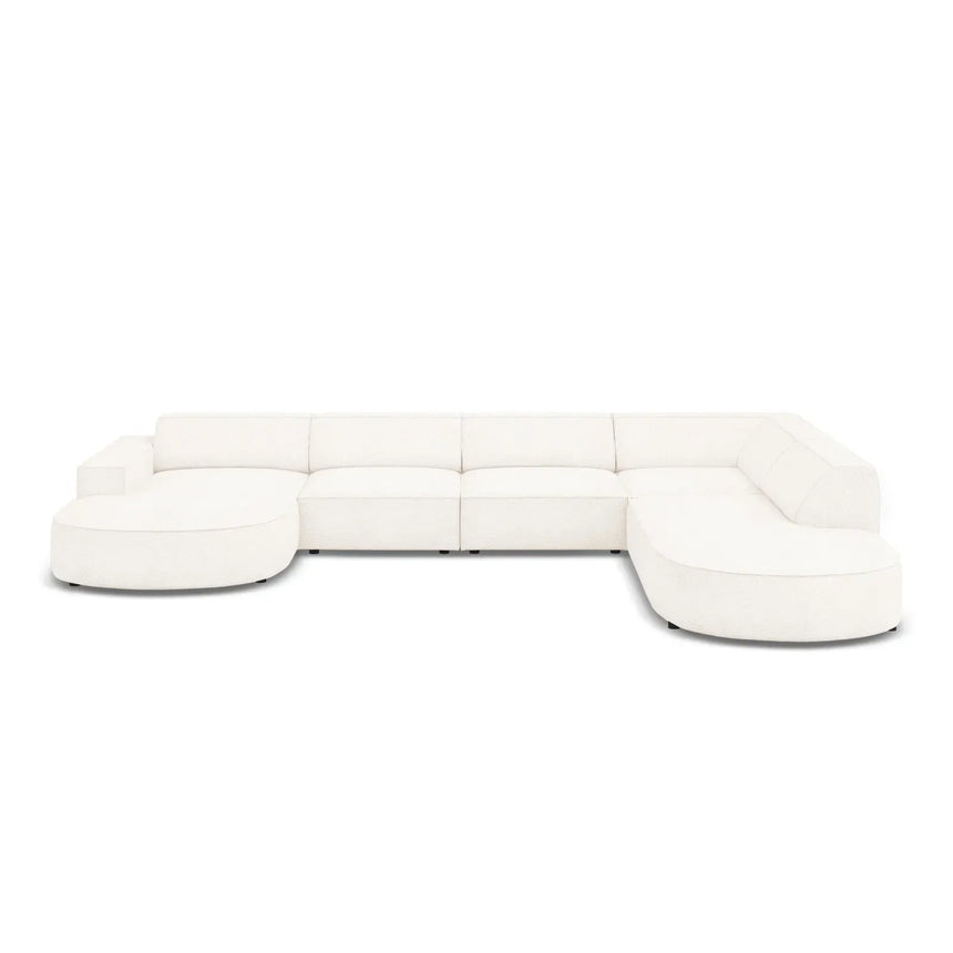 Jodie 7-Sitzer Panorama-Sofa Rechts aus Samt, Strukturstoff oder Bouclé, 364 cm - ZEN ZONE Furniture