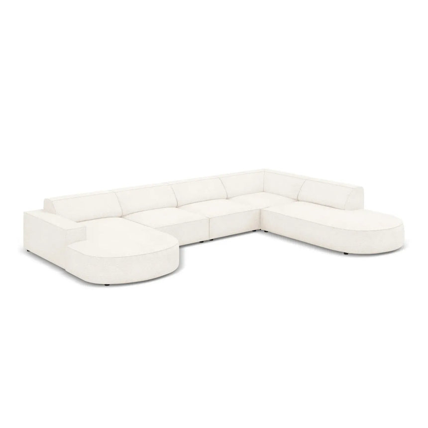 Jodie 7-Sitzer Panorama-Sofa Rechts aus Samt, Strukturstoff oder Bouclé, 364 cm - ZEN ZONE Furniture