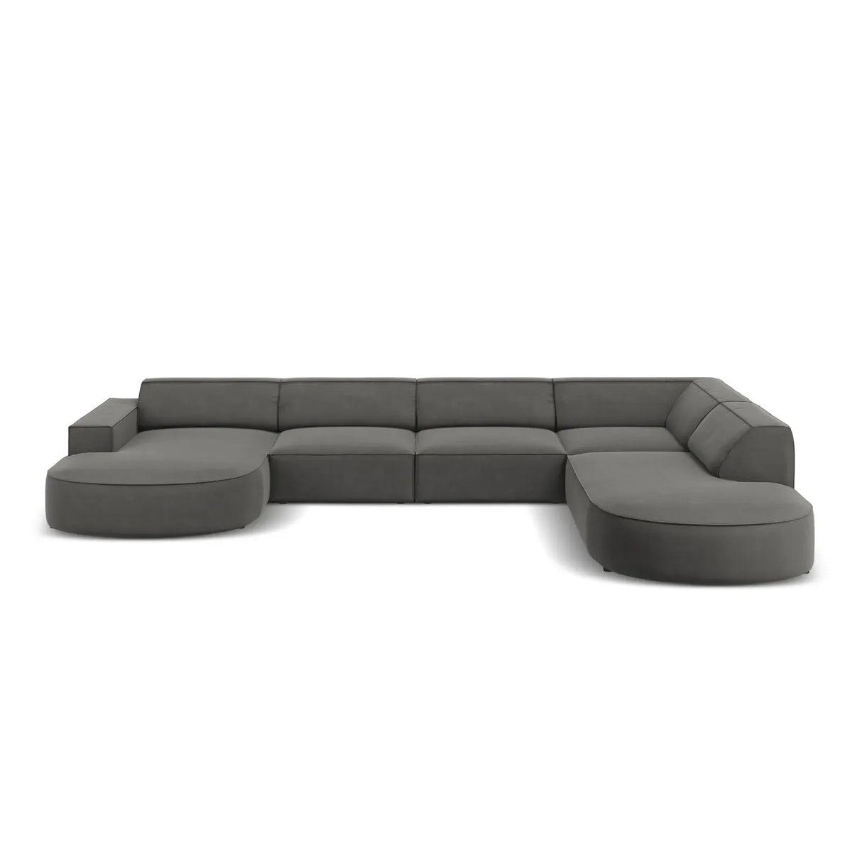 Jodie 7-Sitzer Panorama-Sofa Rechts aus Samt, Strukturstoff oder Bouclé, 364 cm - ZEN ZONE Furniture