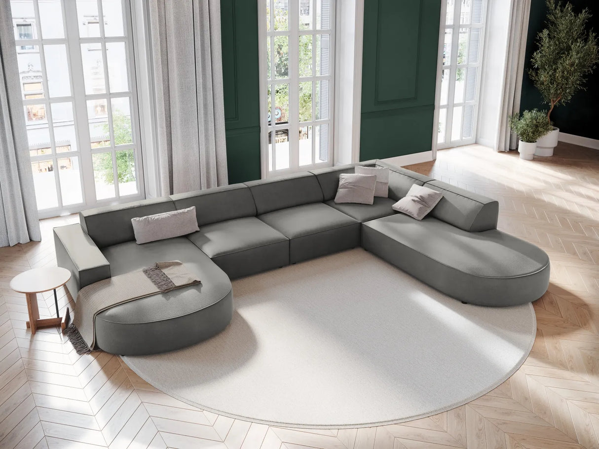 Jodie 7-Sitzer Panorama-Sofa Rechts 364 cm aus Samt (Blu13) in Hellgrau – Bild 5