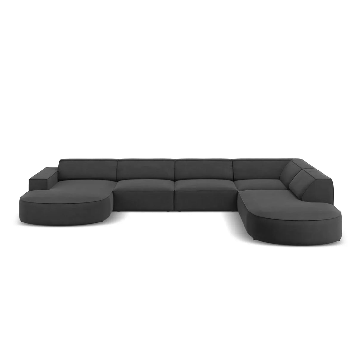 Jodie 7-Sitzer Panorama-Sofa Rechts aus Samt, Strukturstoff oder Bouclé, 364 cm - ZEN ZONE Furniture