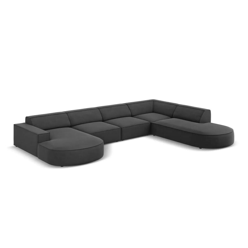 Jodie 7-Sitzer Panorama-Sofa Rechts aus Samt, Strukturstoff oder Bouclé, 364 cm - ZEN ZONE Furniture