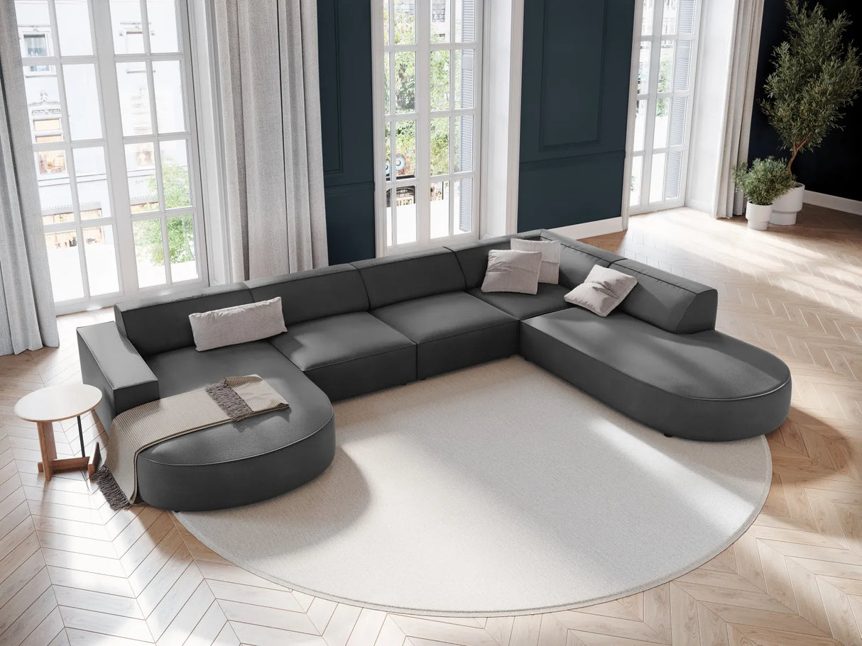 Jodie 7-Sitzer Panorama-Sofa Rechts 364 cm aus Samt (Blu14) in Grau – Bild 5