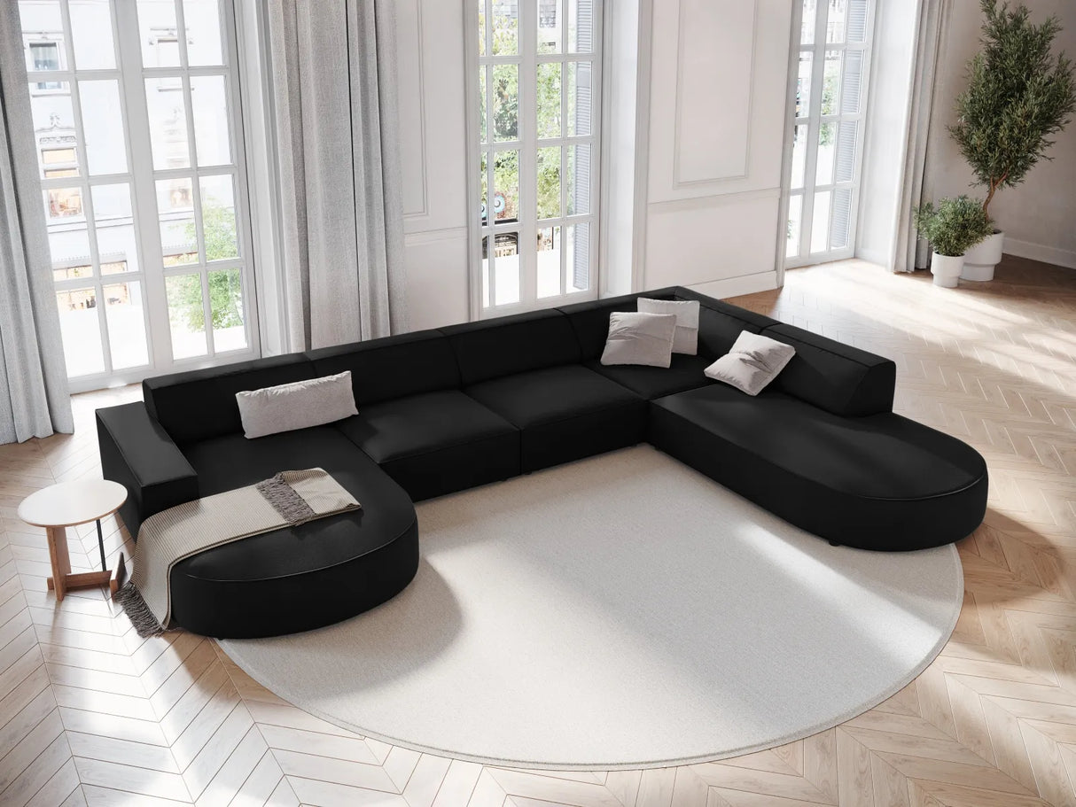 Jodie 7-Sitzer Panorama-Sofa Rechts 364 cm aus Samt (Blu19) in Schwarz – Bild 5