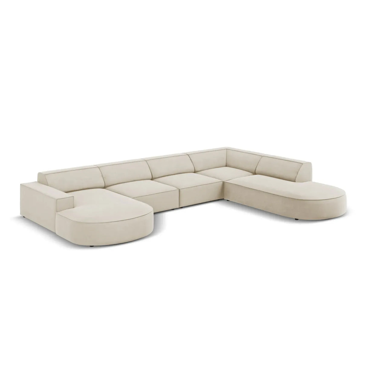 Jodie 7-Sitzer Panorama-Sofa Rechts aus Samt, Strukturstoff oder Bouclé, 364 cm - ZEN ZONE Furniture