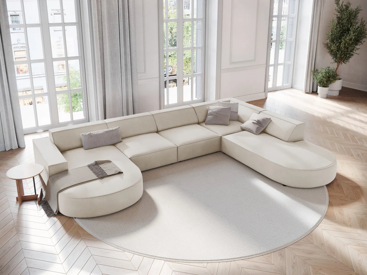 Jodie 7-Sitzer Panorama-Sofa Rechts 364 cm aus Samt (Blu30) in Dunkelbeige – Bild 6