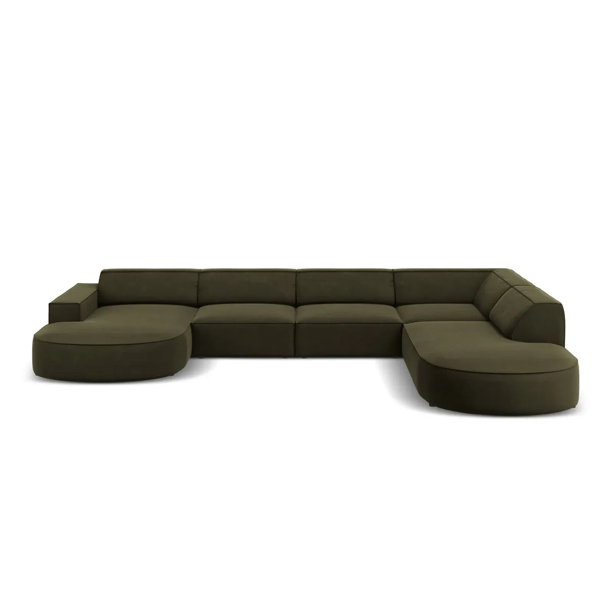 Jodie 7-Sitzer Panorama-Sofa Rechts aus Samt, Strukturstoff oder Bouclé, 364 cm - ZEN ZONE Furniture