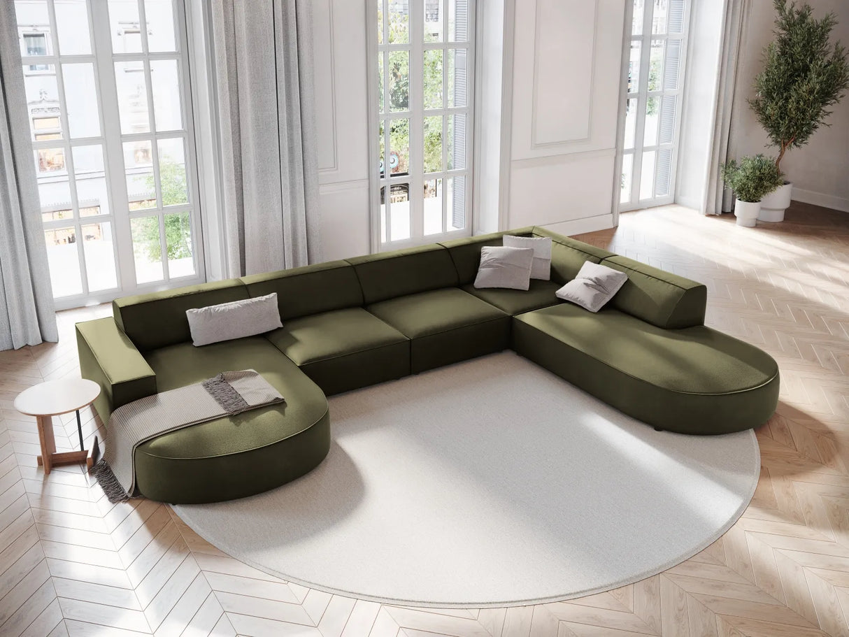 Jodie 7-Sitzer Panorama-Sofa Rechts 364 cm aus Samt (Blu77) in Grün – Bild 5