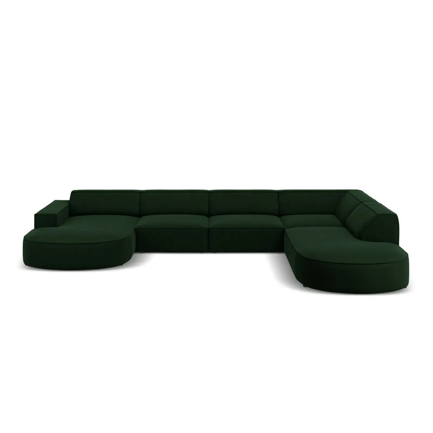Jodie 7-Sitzer Panorama-Sofa Rechts aus Samt, Strukturstoff oder Bouclé, 364 cm - ZEN ZONE Furniture