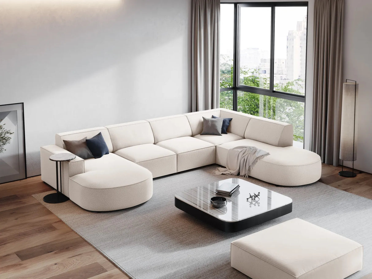 Jodie 7-Sitzer Panorama-Sofa Rechts 364 cm aus Strukturierter Stoff (Meg351) in Leichtes Beige – Bild 1