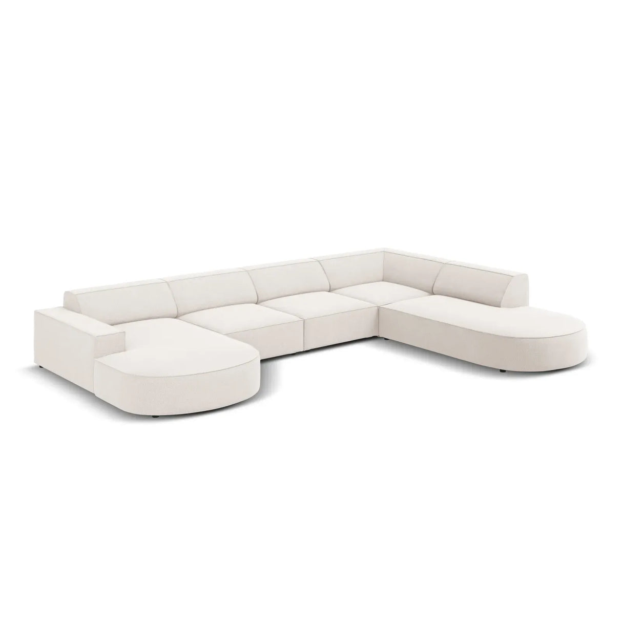 Jodie 7-Sitzer Panorama-Sofa Rechts aus Samt, Strukturstoff oder Bouclé, 364 cm - ZEN ZONE Furniture