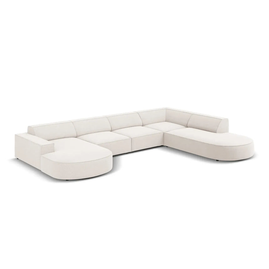 Jodie 7-Sitzer Panorama-Sofa Rechts aus Samt, Strukturstoff oder Bouclé, 364 cm - ZEN ZONE Furniture