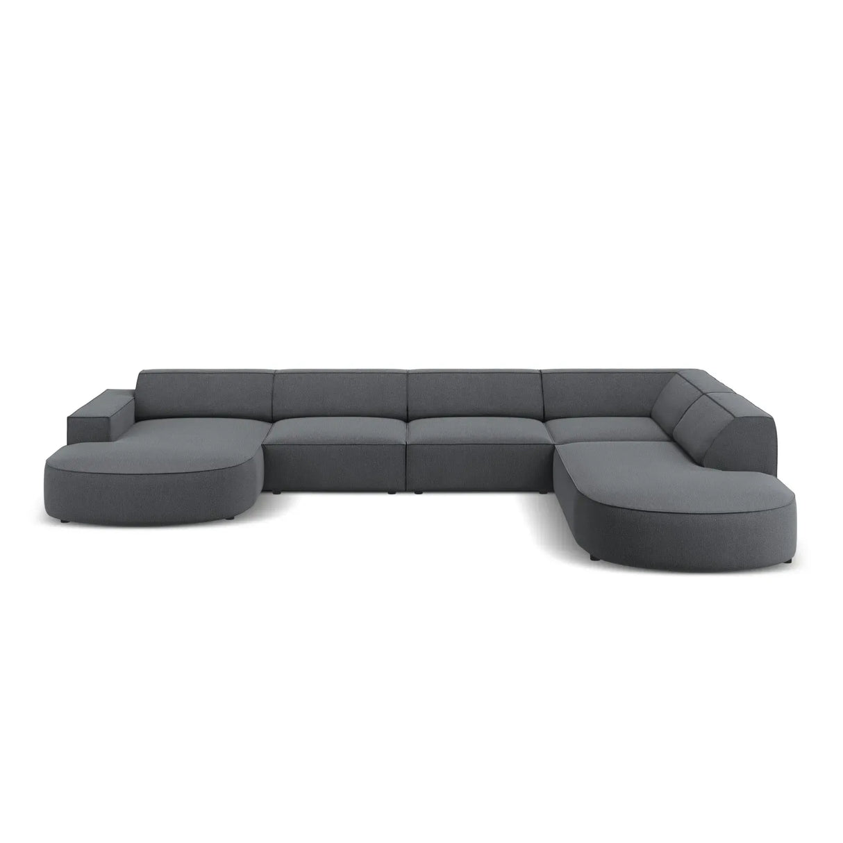 Jodie 7-Sitzer Panorama-Sofa Rechts aus Samt, Strukturstoff oder Bouclé, 364 cm - ZEN ZONE Furniture