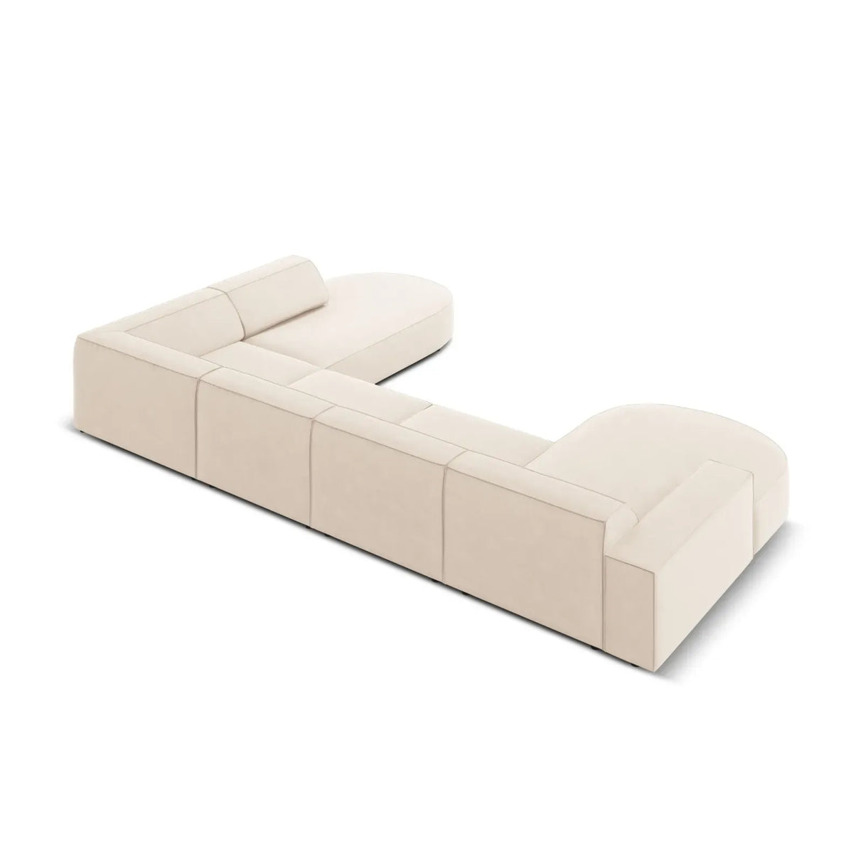 Jodie 7-Sitzer Panorama-Sofa Rechts aus Samt, Strukturstoff oder Bouclé, 364 cm - ZEN ZONE Furniture