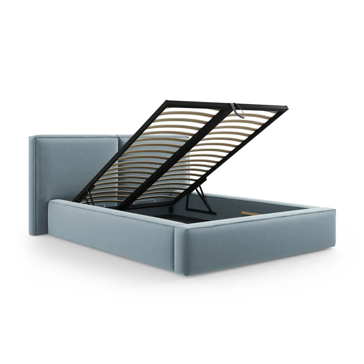 Jodie Bett mit Kopfteil und Stauraum Bezug aus Samt oder Strukturstoff, 200x200 cm - ZEN ZONE Furniture