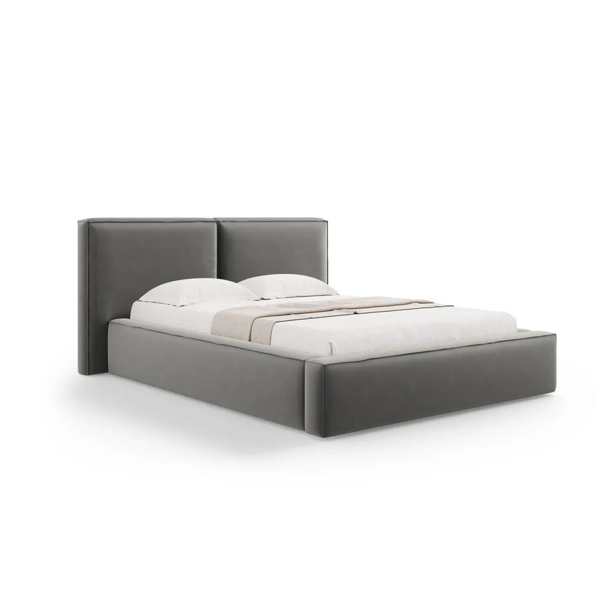 Jodie Bett mit Kopfteil und Stauraum Bezug aus Samt oder Strukturstoff, 200x200 cm - ZEN ZONE Furniture