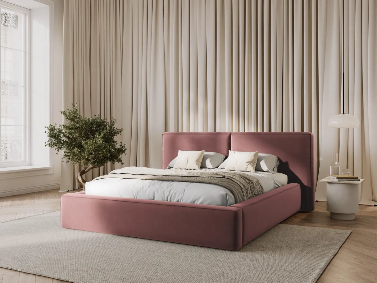 Jodie Bett mit Kopfteil und Stauraum Bezug aus Samt (Blu52) in Rosa, 200x200 cm – Bild 6