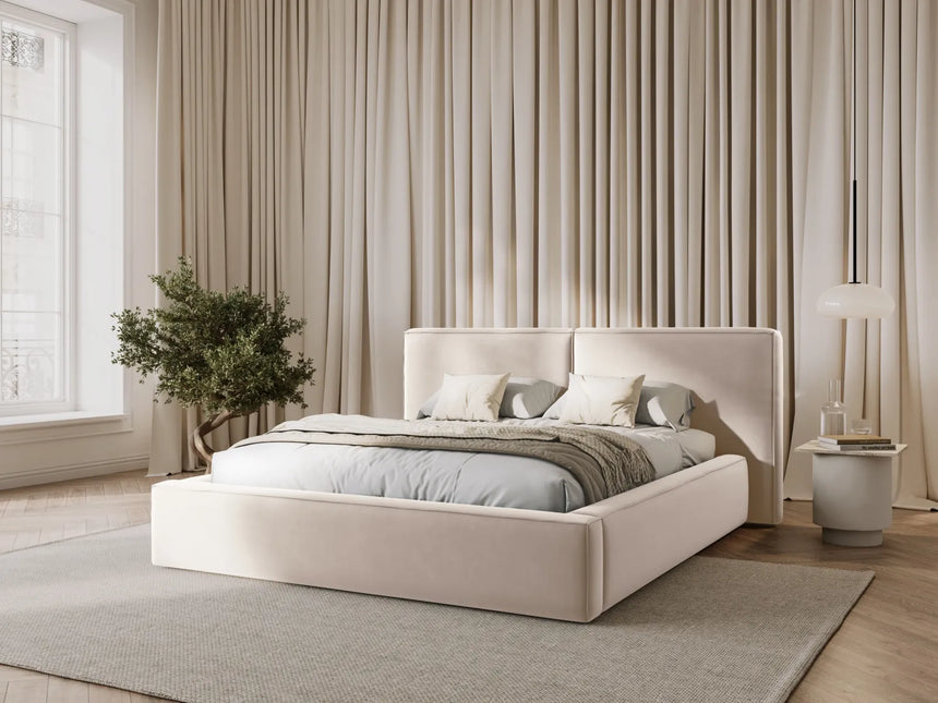 Jodie Bett mit Kopfteil und Stauraum Bezug aus Samt oder Strukturstoff, 180x200 cm – Bild 5