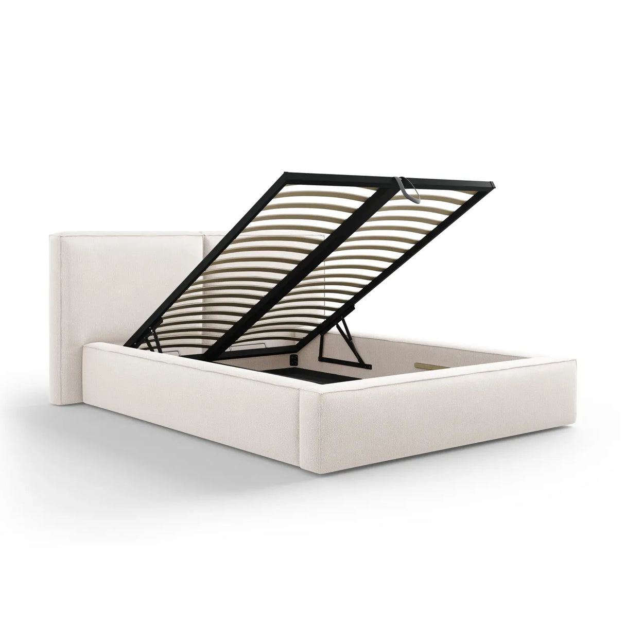 Jodie Bett mit Kopfteil und Stauraum Bezug aus Samt oder Strukturstoff, 160x200 cm - ZEN ZONE Furniture