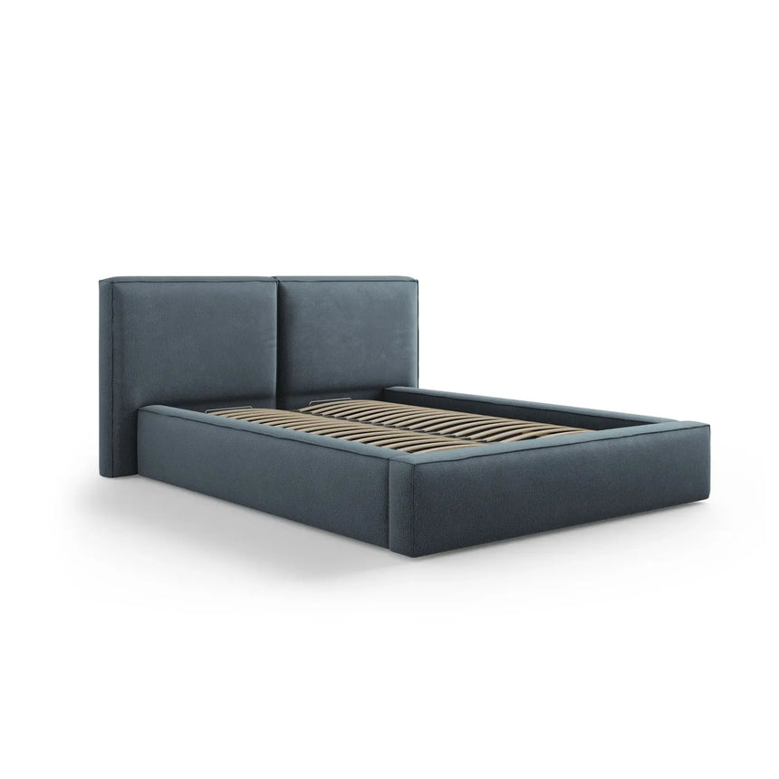 Jodie Bett mit Kopfteil und Stauraum Bezug aus Samt oder Strukturstoff, 180x200 cm - ZEN ZONE Furniture