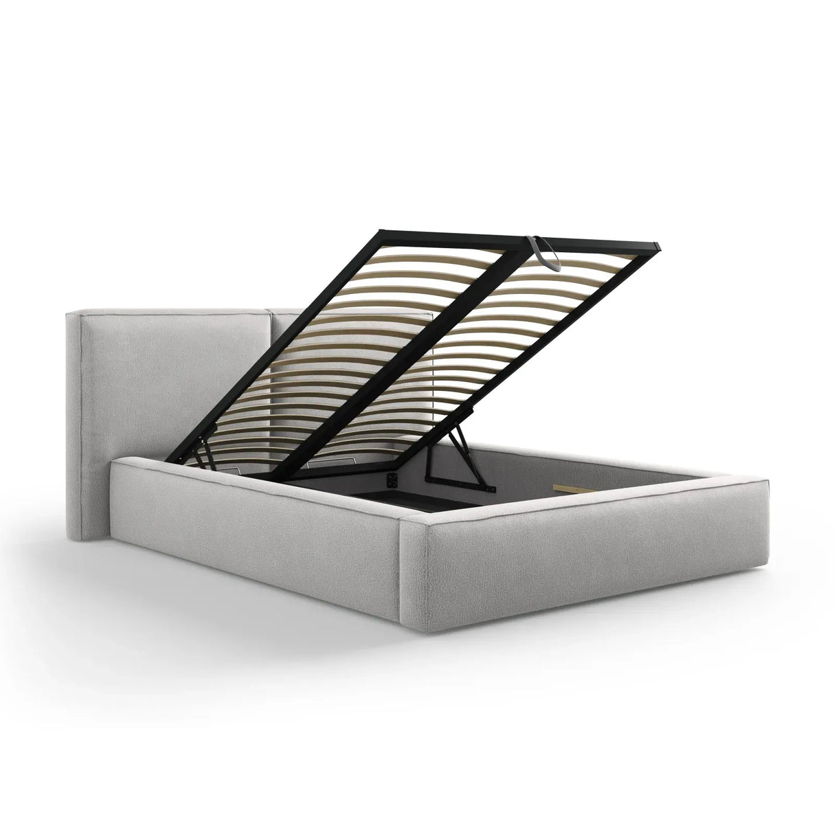 Jodie Bett mit Kopfteil und Stauraum Bezug aus Samt oder Strukturstoff, 160x200 cm - ZEN ZONE Furniture