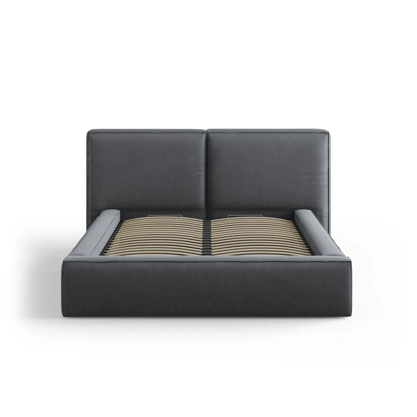 Jodie Bett mit Kopfteil und Stauraum Bezug aus Samt oder Strukturstoff, 180x200 cm - ZEN ZONE Furniture