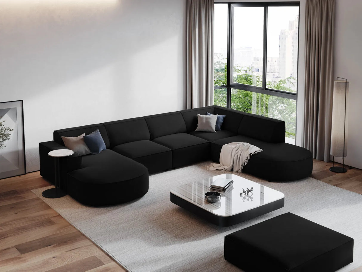 Jodie Pouf aus Strukturierter Stoff (Meg368) in Schwarz, 102x80 cm – Bild 2