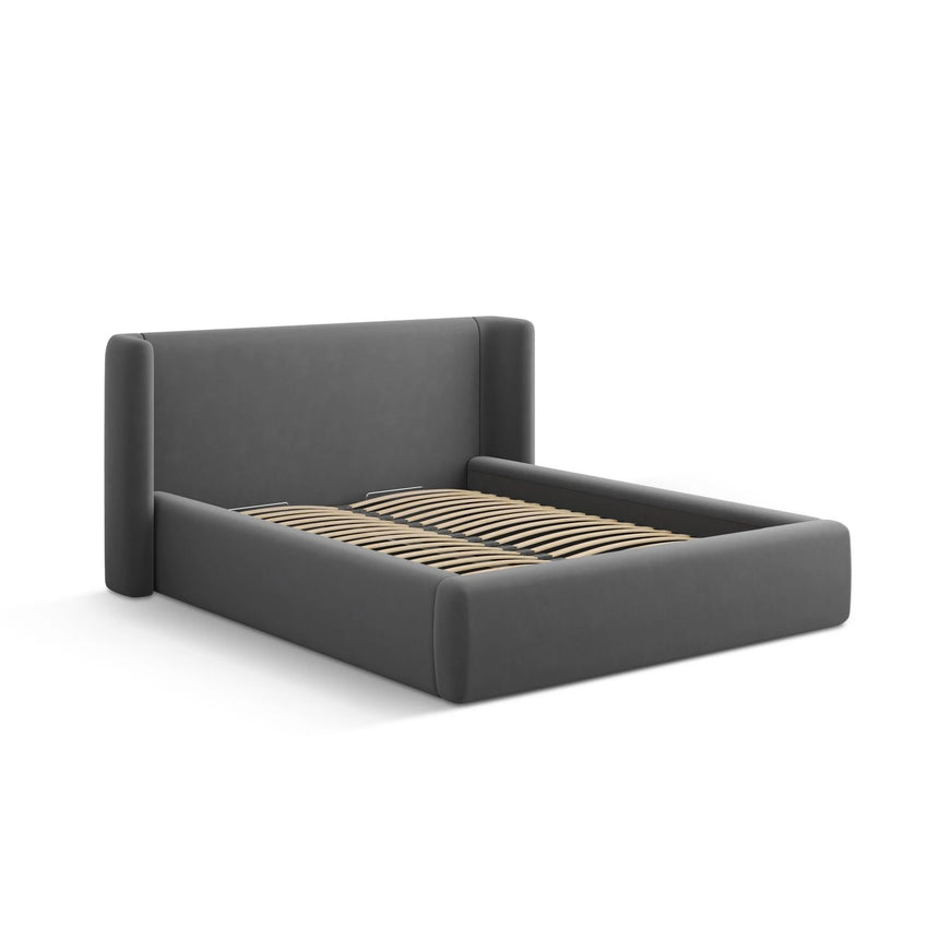 Jolene Bett mit Kopfteil und Stauraum, aus Samt (Bluvel 14) in Grau, 160x200 cm – Bild 5