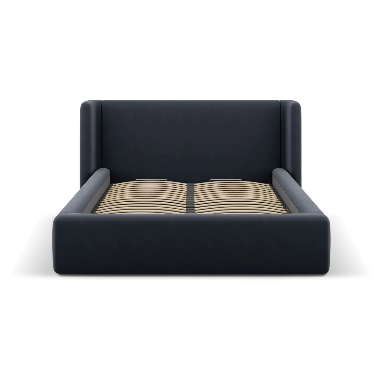 Jolene Bett mit Kopfteil und Stauraum, aus Samt (Bluvel 89) in Dunkelblau, 140x200 cm – Bild 4