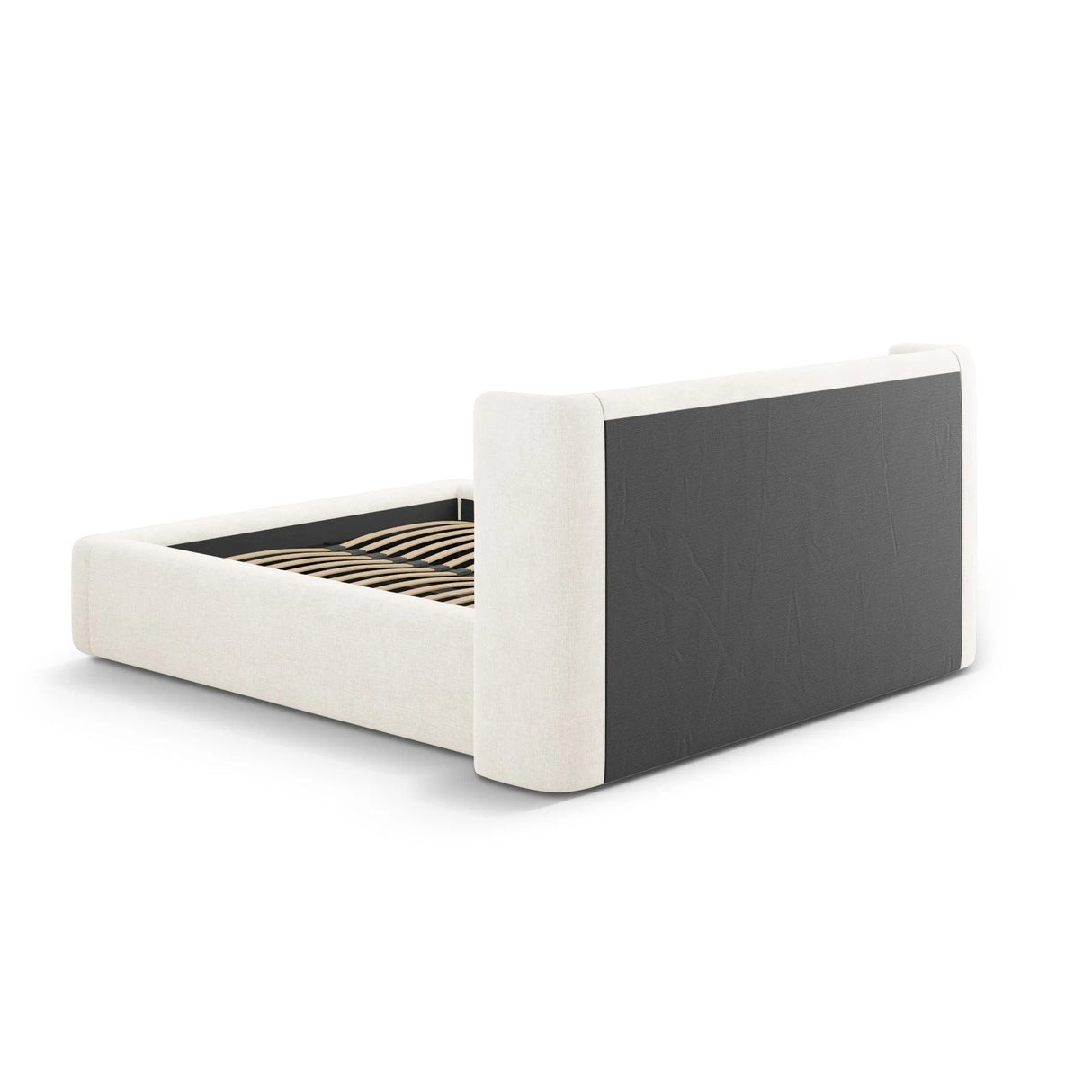 Jolene Bett mit Kopfteil und Stauraum, aus Samt oder Strukturstoff, 140x200 cm – Bild 7