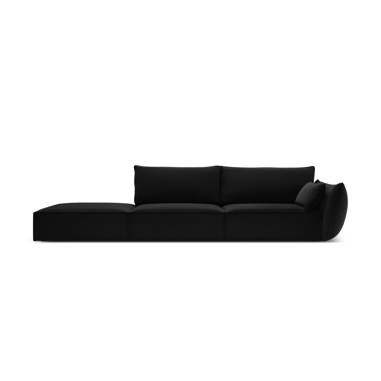 Kaelle 3-Sitzer Sofa Links offen, mit Bezug aus Samt (Blu19) in Schwarz, 264x110 cm – Bild 1