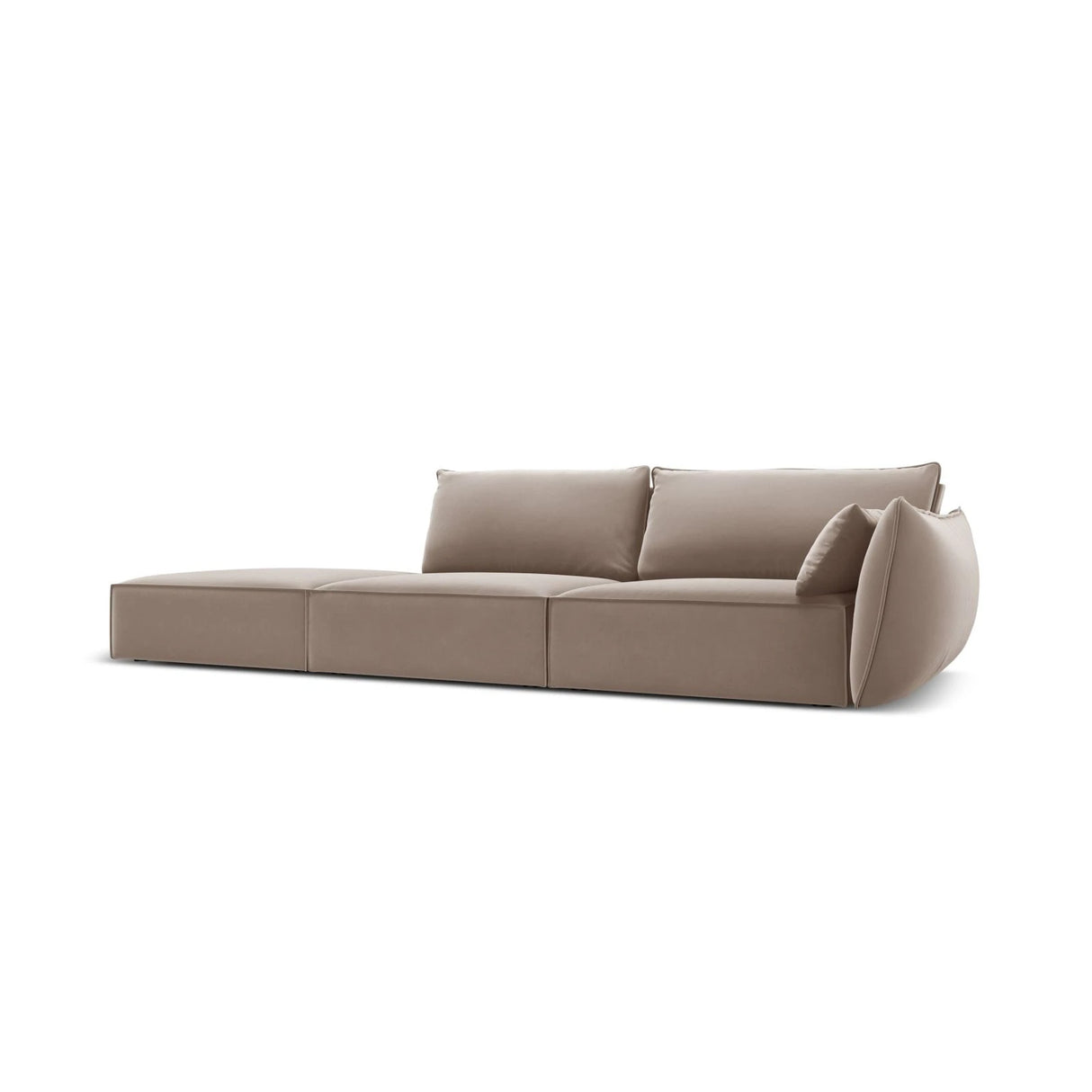 Kaelle 3-Sitzer Sofa Links offen, mit Bezug aus Samt (Blu40) in Cappuccino, 264x110 cm – Bild 3
