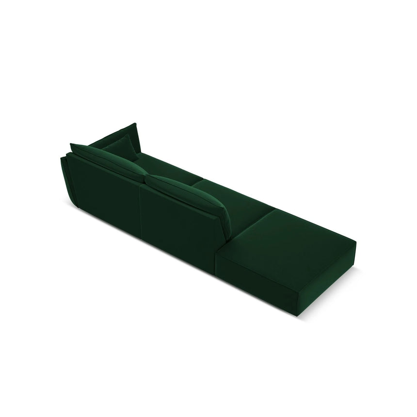 Kaelle 3-Sitzer Sofa Links offen, mit Bezug aus Samt (Blu78) in Flaschengrün, 264x110 cm – Bild 4