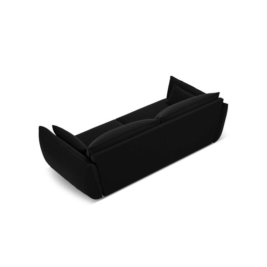 Kaelle 3-Sitzer Sofa mit Bezug aus Samt (Blu19) in Schwarz, 208x110 cm – Bild 4