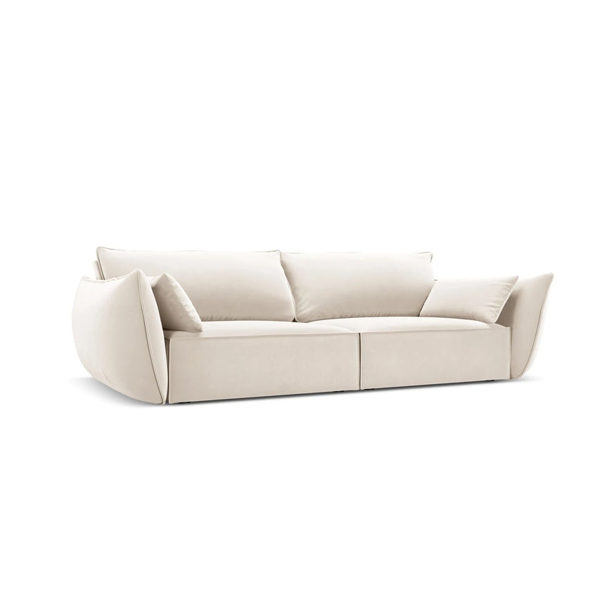 Kaelle 3-Sitzer Sofa mit Bezug aus Samt (Blu22) in Leichtes Beige, 208x110 cm – Bild 3