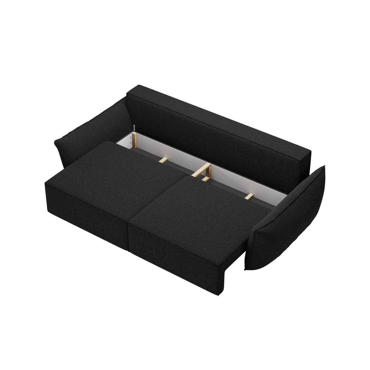 Kaelle 3-Sitzer Sofa mit Schlaffunktion, mit Bezug aus Chenille (Haga19) in Schwarz, 244x97 cm – Bild 4