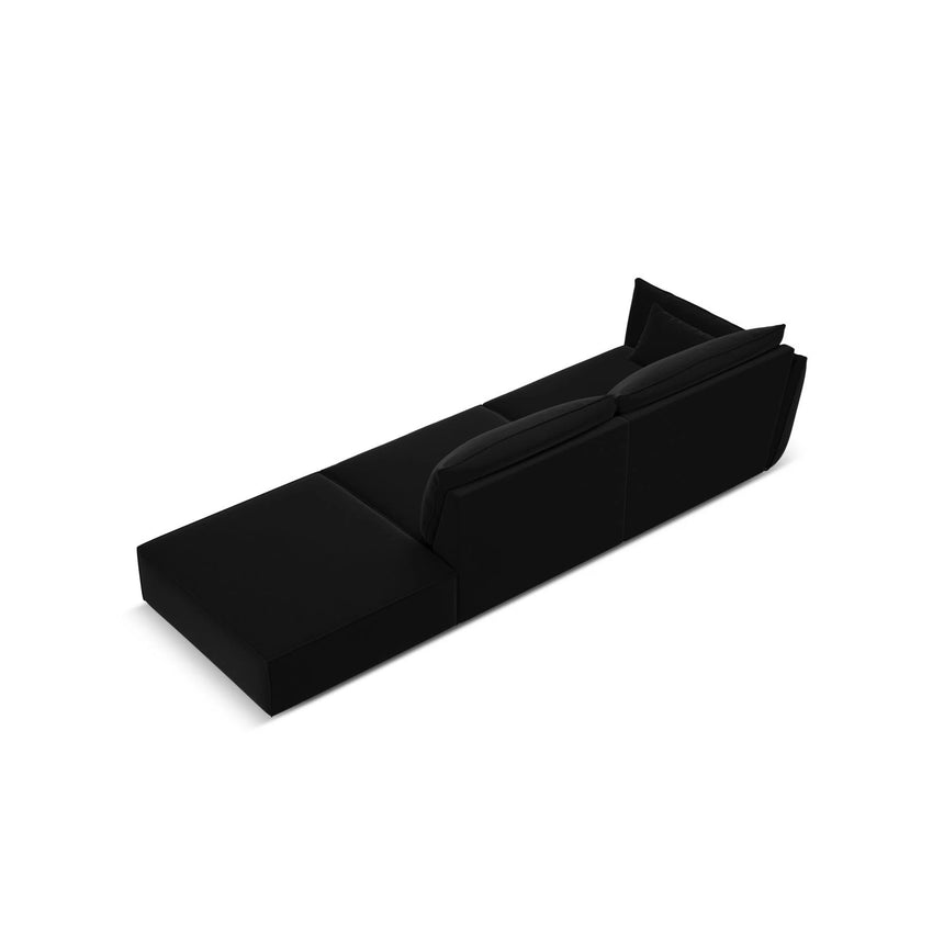 Kaelle 3-Sitzer Sofa Rechts offen, mit Bezug aus Samt (Blu19) in Schwarz, 264x110 cm – Bild 4