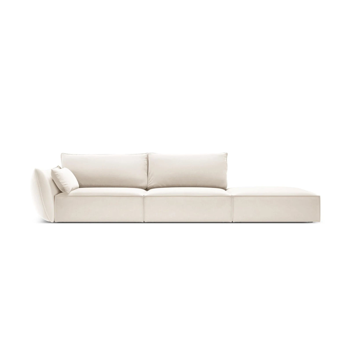 Kaelle 3-Sitzer Sofa Rechts offen, mit Bezug aus Samt (Blu22) in Leichtes Beige, 264x110 cm – Bild 1