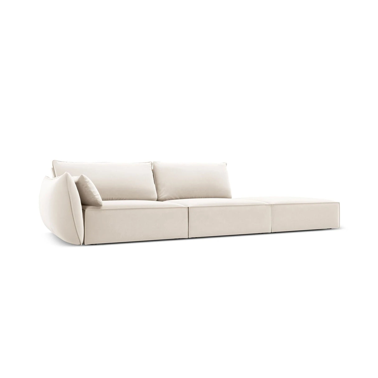 Kaelle 3-Sitzer Sofa Rechts offen, mit Bezug aus Samt (Blu22) in Leichtes Beige, 264x110 cm – Bild 3