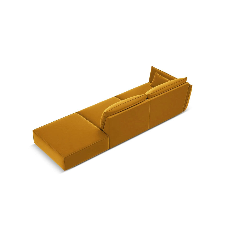 Kaelle 3-Sitzer Sofa Rechts offen, mit Bezug aus Samt (Blu68) in Gelb, 264x110 cm – Bild 4
