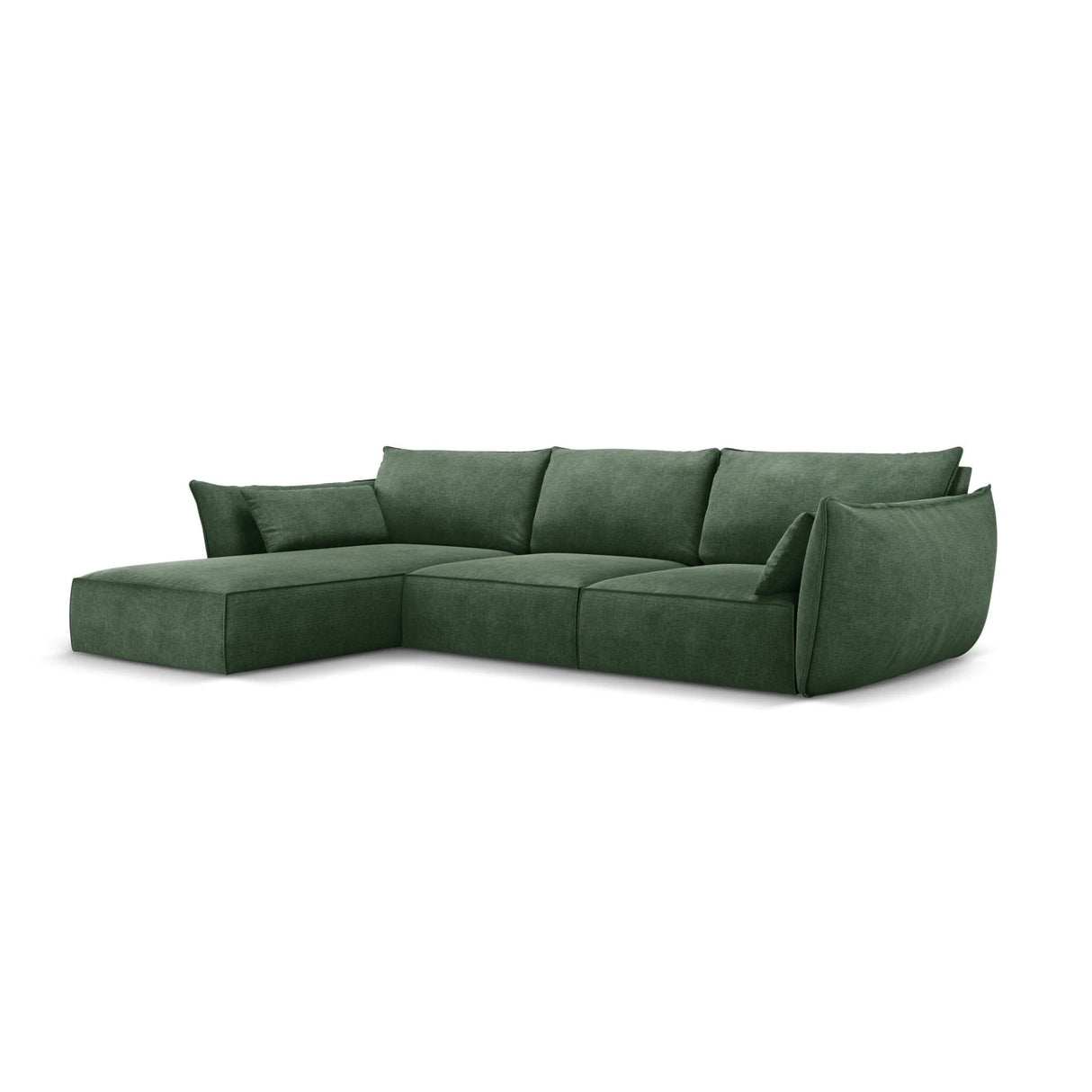 Kaelle 4-Sitzer Ecksofa Links, mit Bezug aus Chenille (OTH 39) in Flaschengrün, 308x171 cm – Bild 3