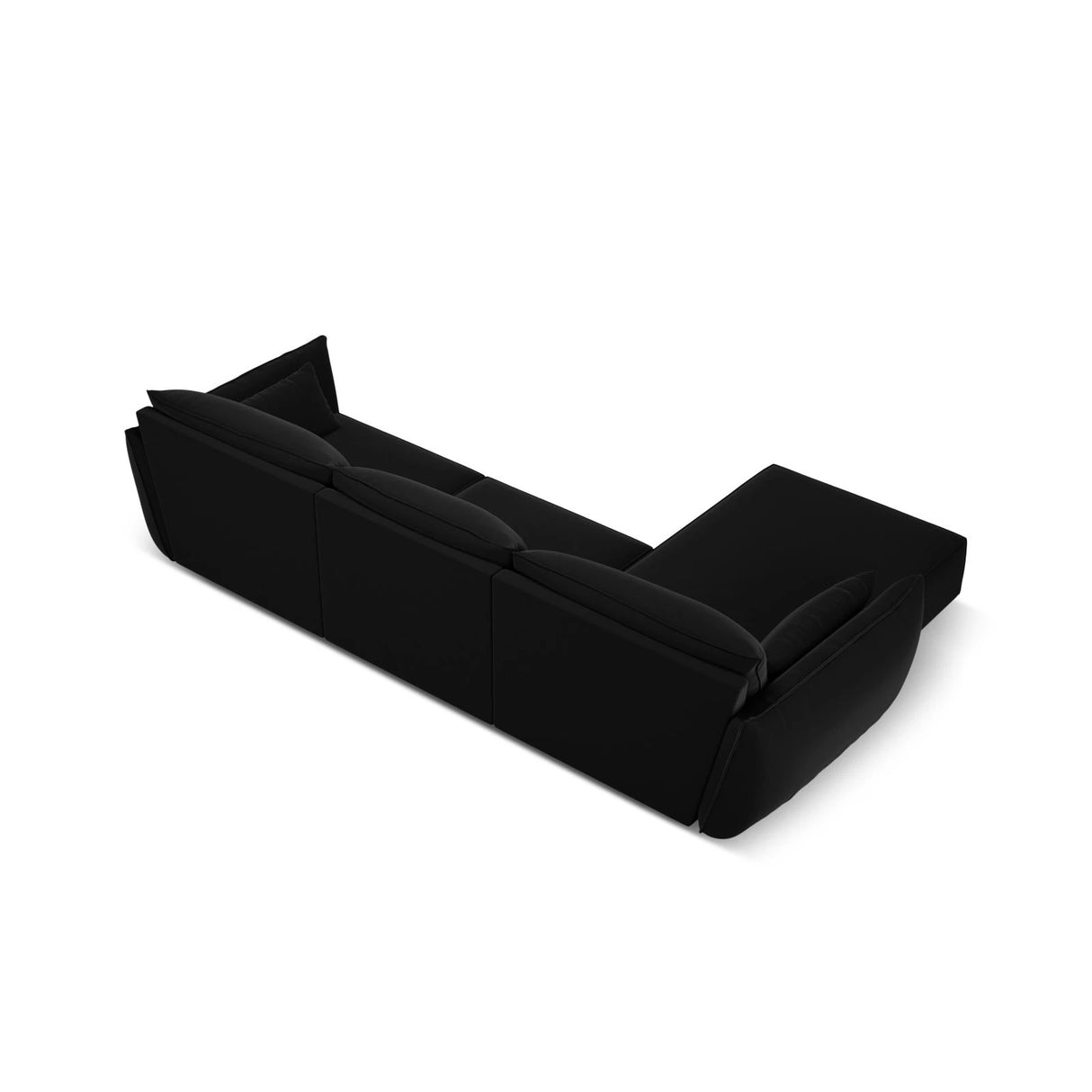 Kaelle 4-Sitzer Ecksofa Links, mit Bezug aus Samt (Blu19) in Schwarz, 308x171 cm – Bild 4